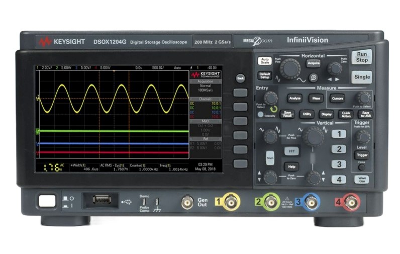 Keysight / Agilent DSOX1202G Oscilloscope, 70/100/200 MHz, 2 Analog Channels, w/Built-in Waveform Generator